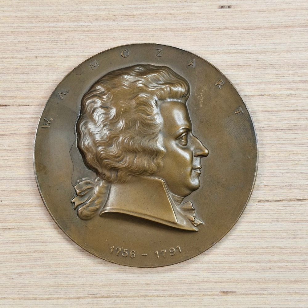 W.A.‎ Mozart Commemorative Bronze Medallion Coin Bronze Brown Profile Relief